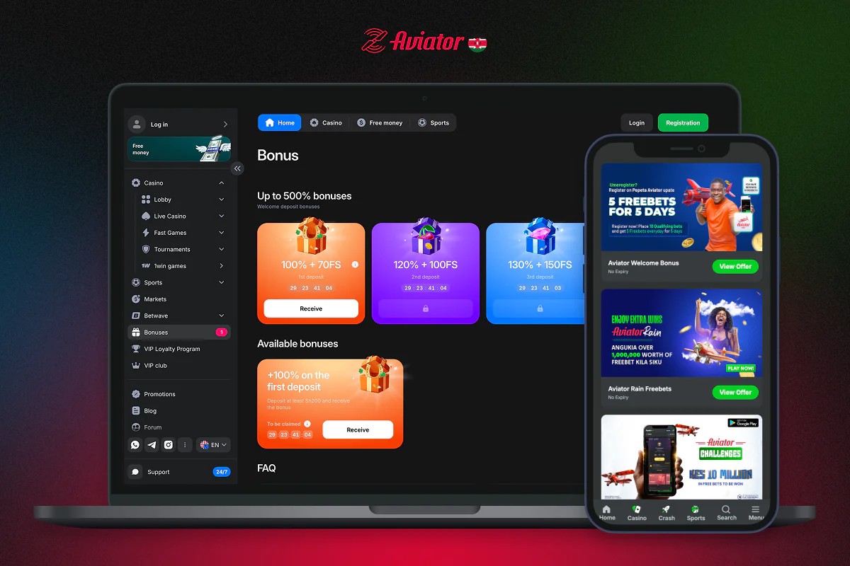 Popular casinos offer their users bonuses and promotions for the Aviator game