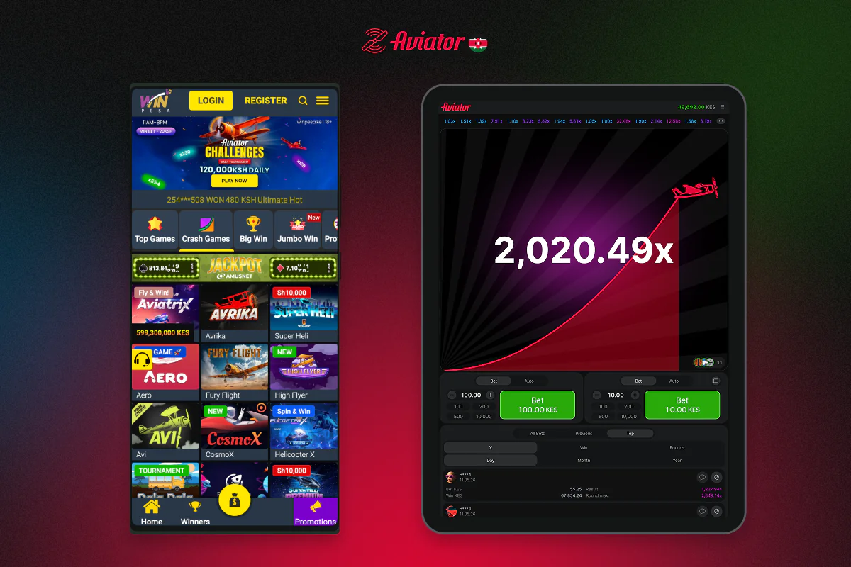 The Winpesa mobile app lets players from Kenya play Aviator online